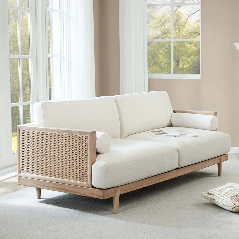 Malcolm Rattan Linen Sofa