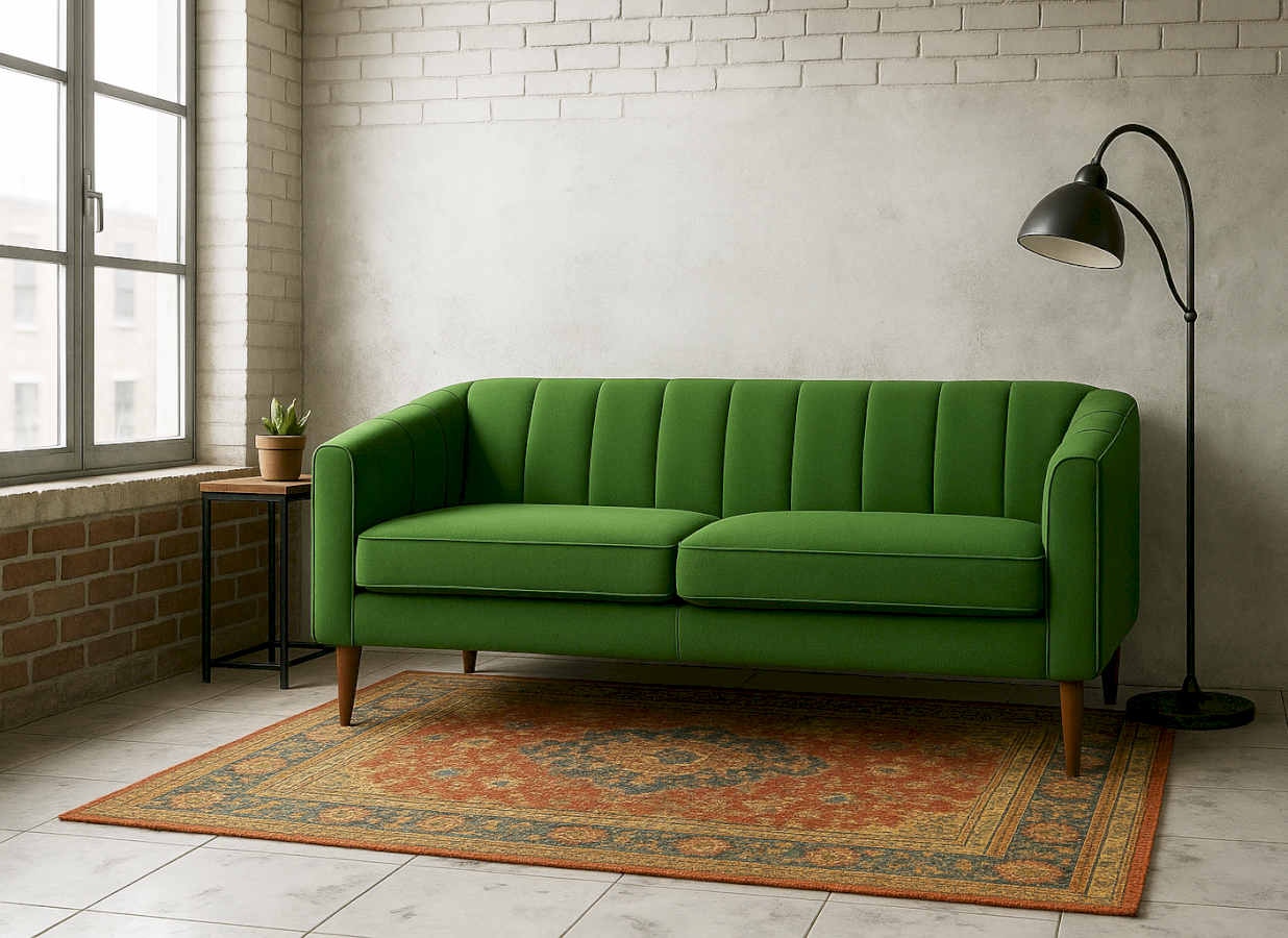 Janelle Fabric Three Seater Sage Green Sofa