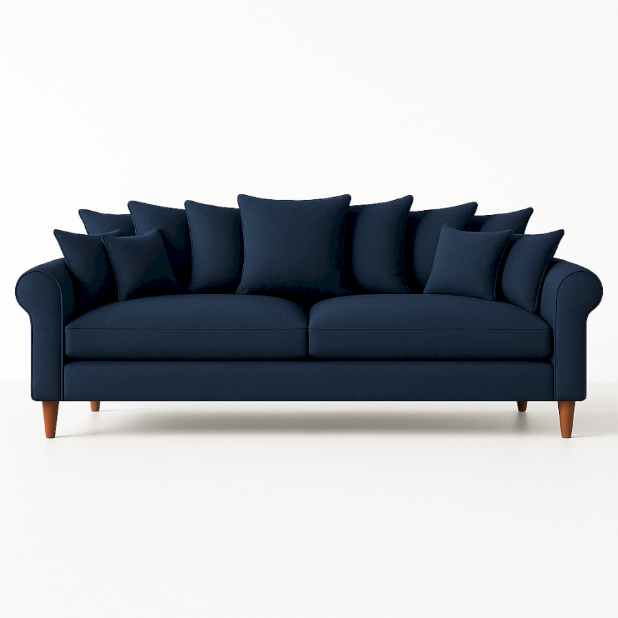 Carolo Comfy Navy Blue Three Seater Sofa