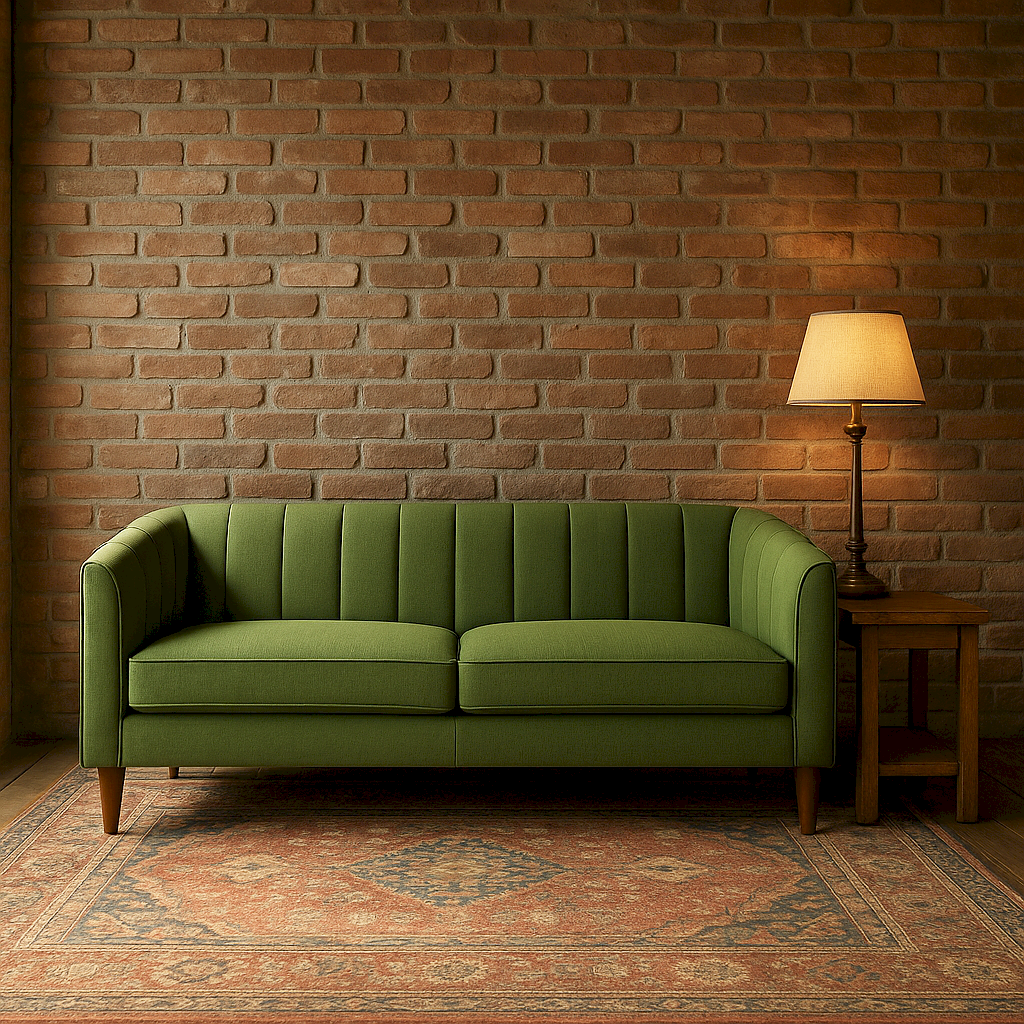 Janelle Fabric Three Seater Velvet Sage Green Sofa 
