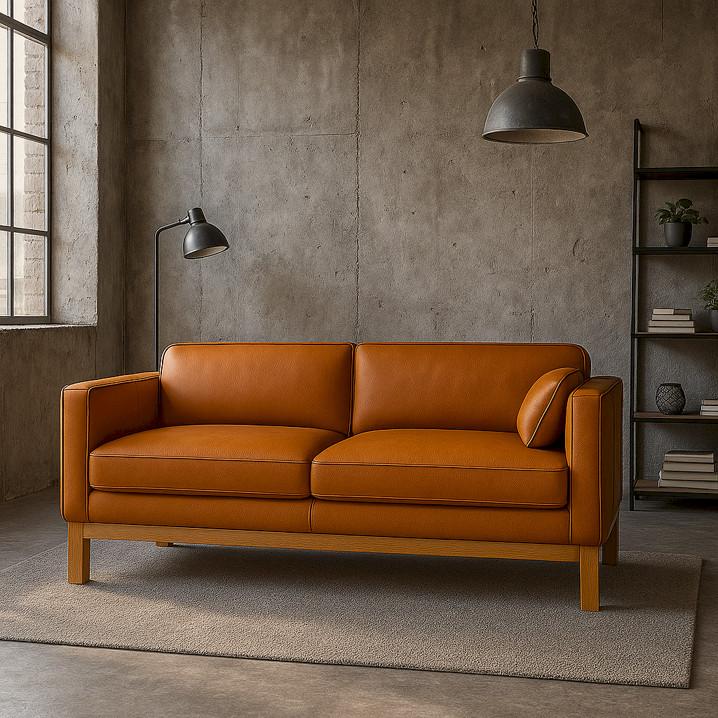 Derrald modern Tan Brown Leatherette sofa