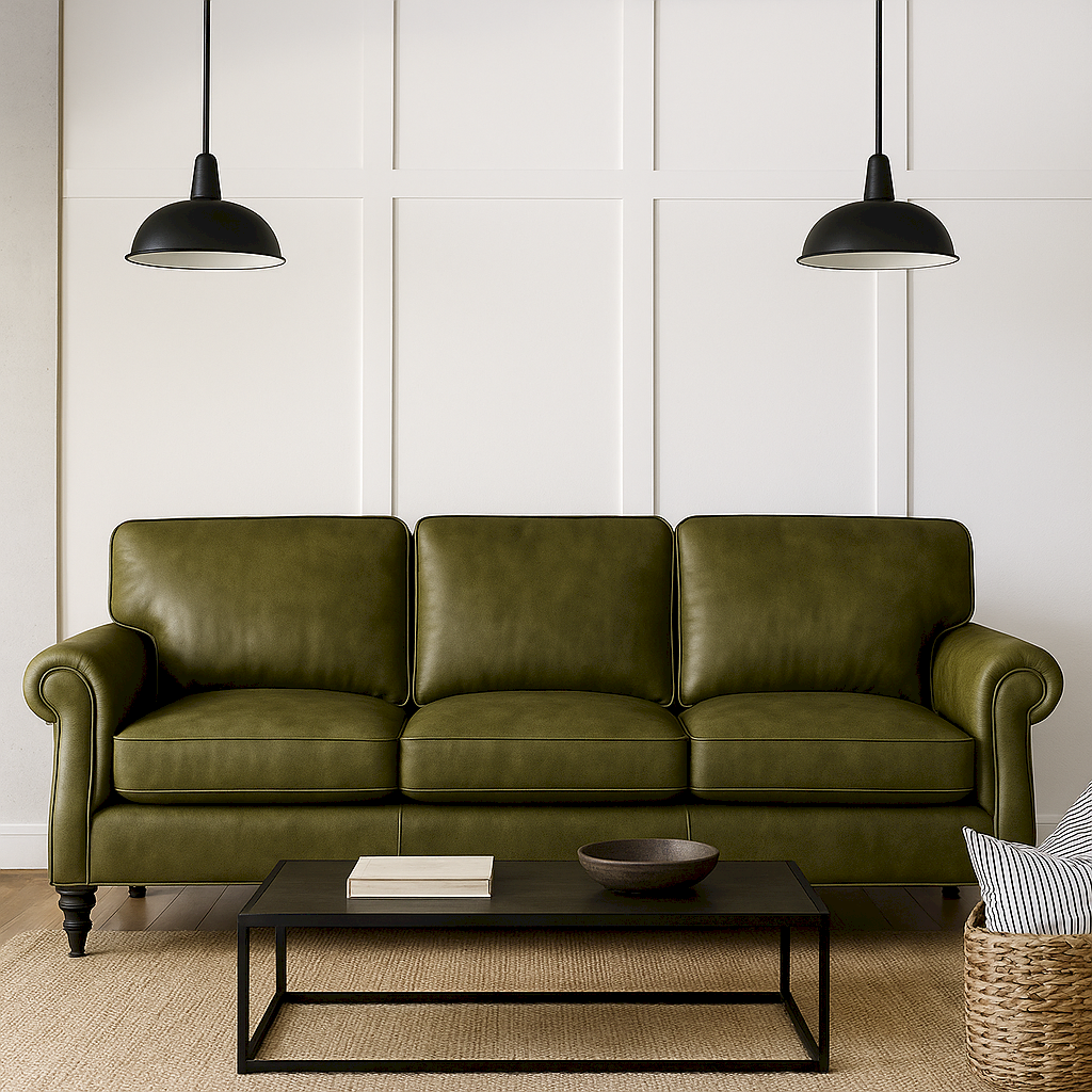 Moneta Leatherette Olive Green  sofa 