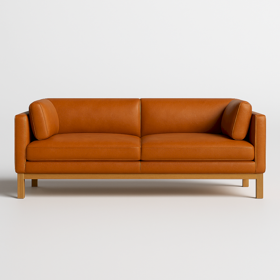 Derrald modern Tan Brown Leatherette sofa