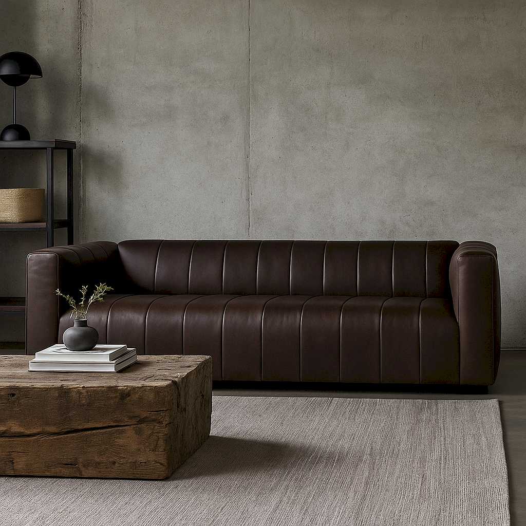 Miller  leatherette  Dark Brown Modern sofa 
