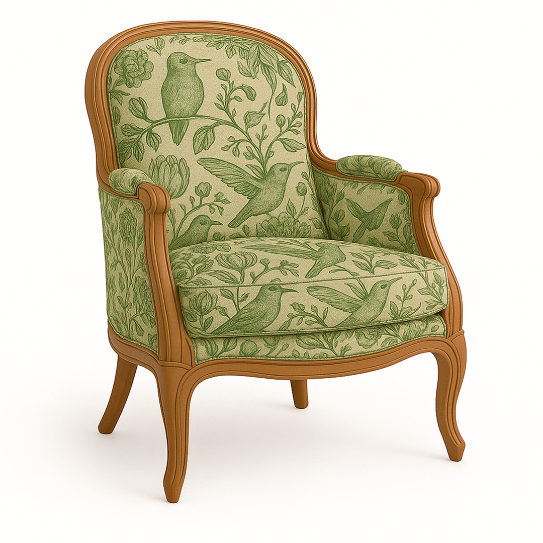 Lumo  wooden Green bird printed wing  chair