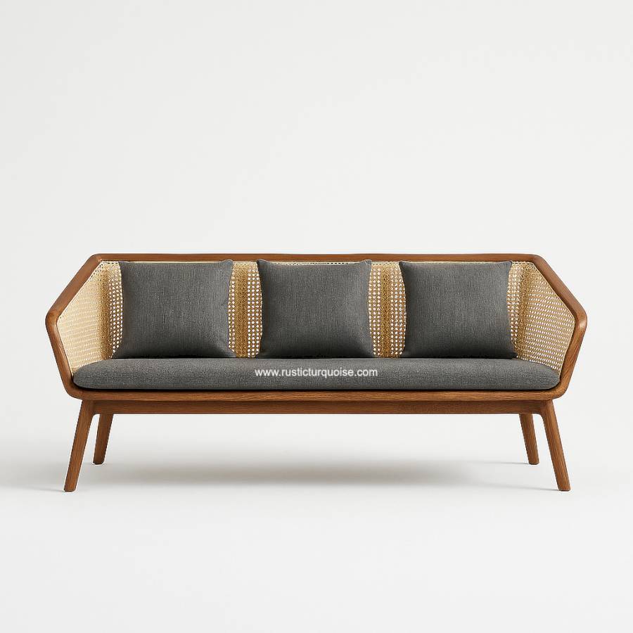 Torrey  Rattan Linen Gray Sofa