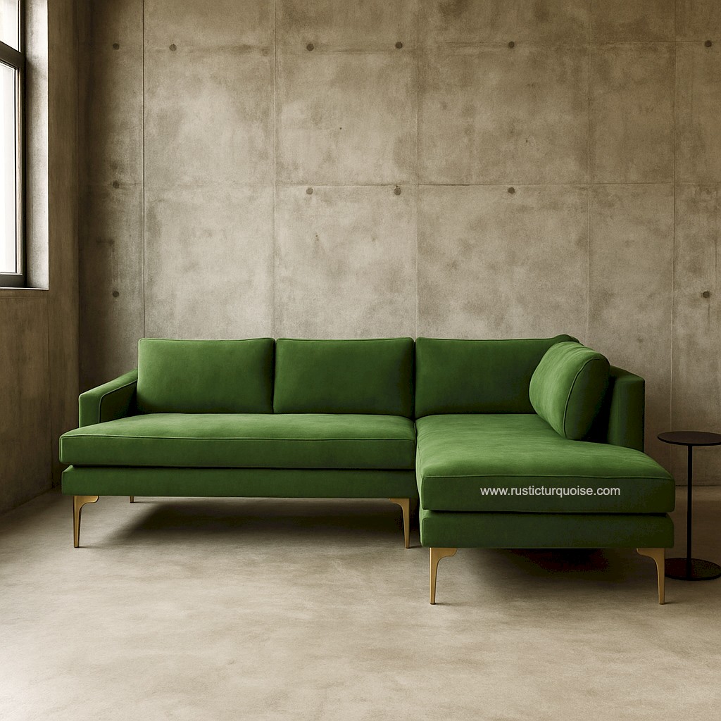 Canyon L-shape  Velvet Sage Green sofa