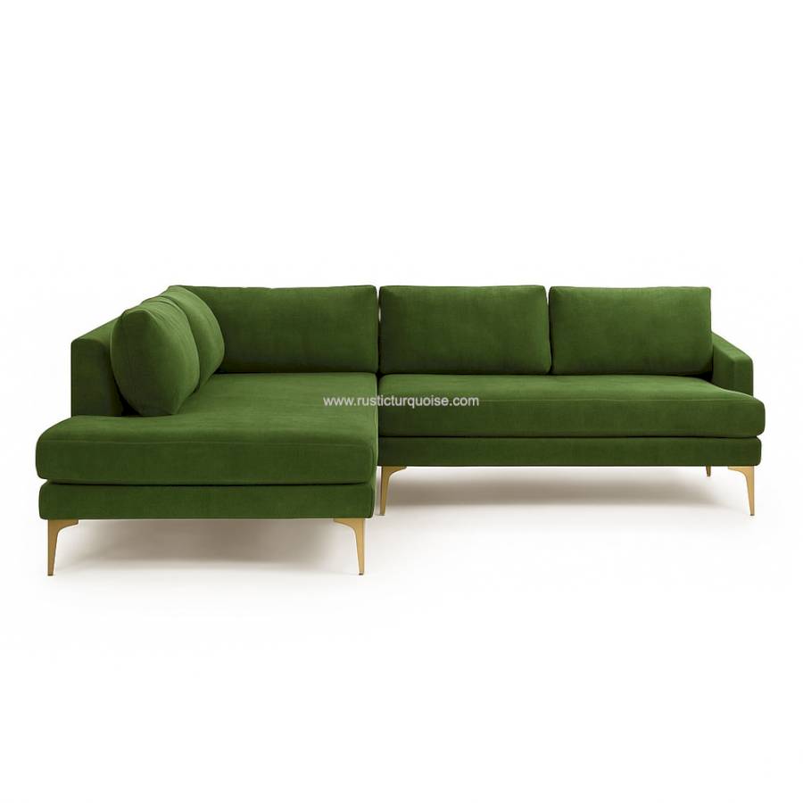 Canyon L-shape  Velvet Sage Green sofa