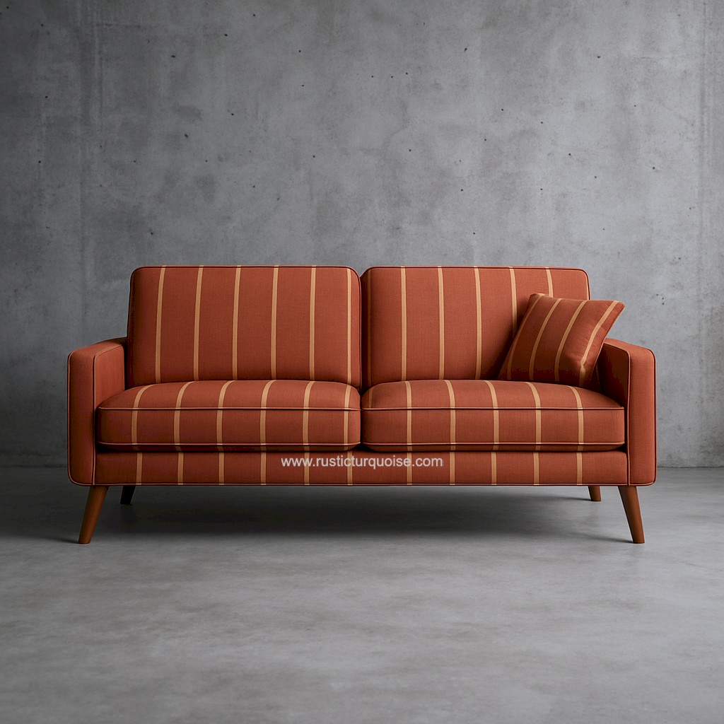 Breeze  Printed  Linen  Red stripe sofa