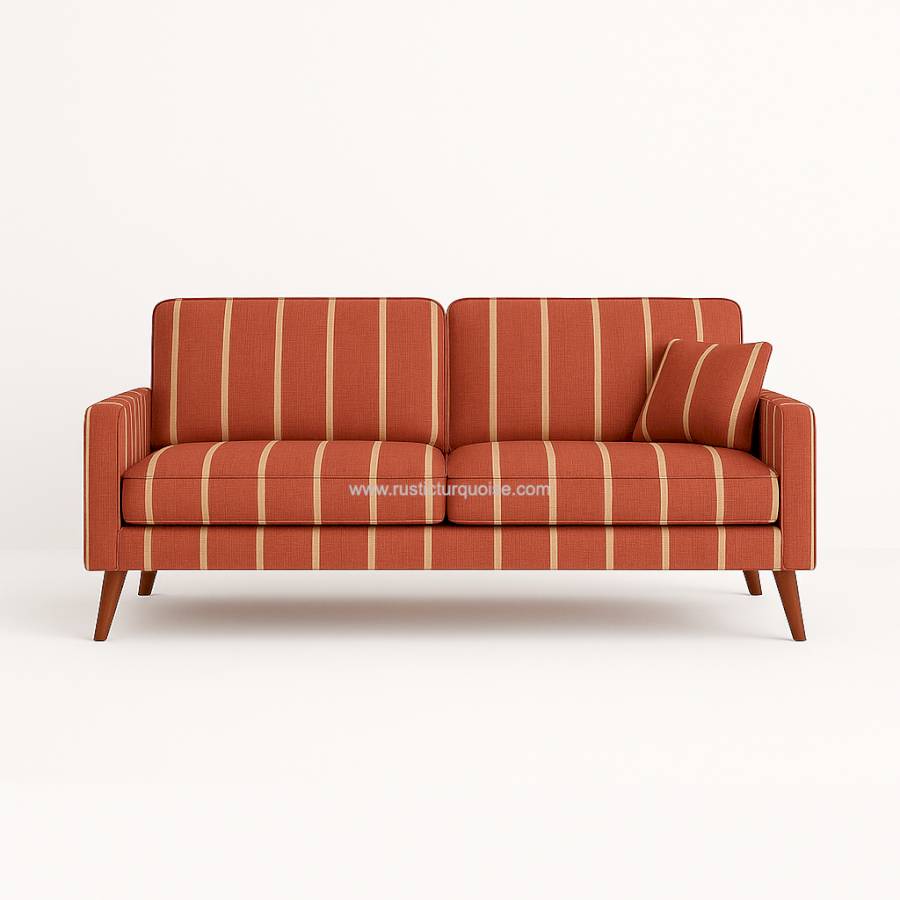 Breeze  Printed  Linen  Red stripe sofa