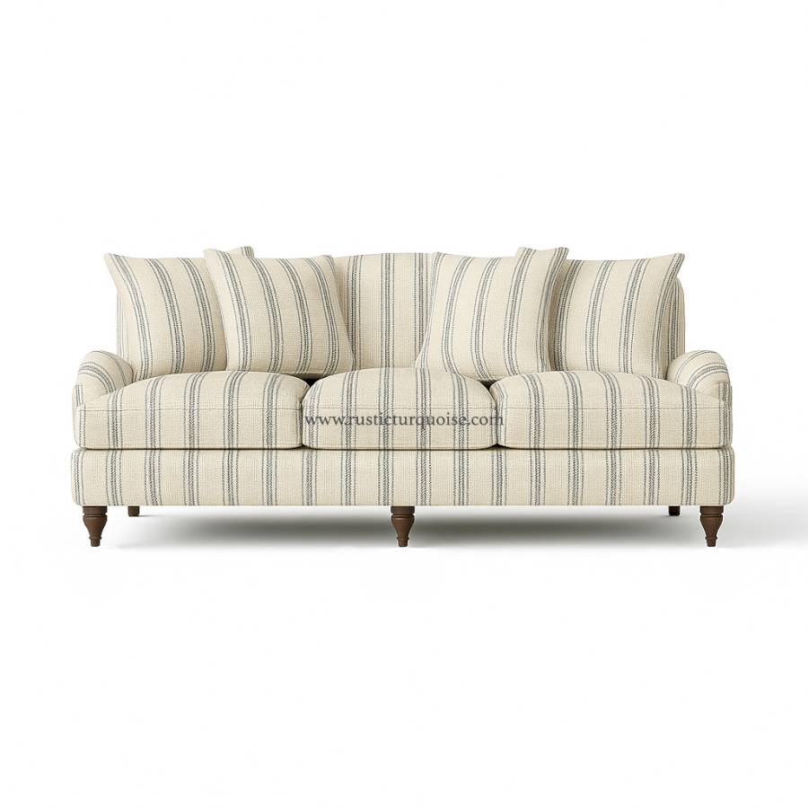 Blakeney Printed  Linen Blue stripe sofa