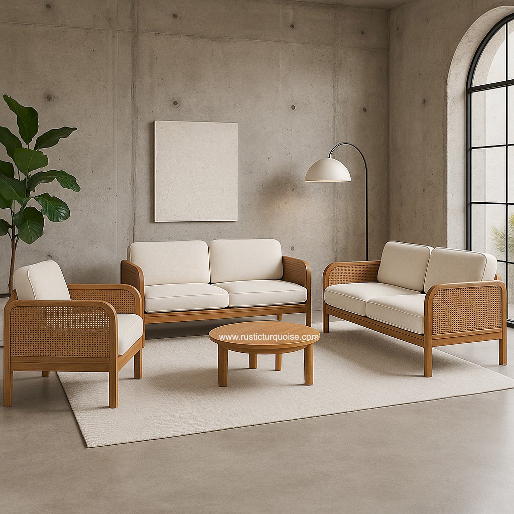Donatello Rattan Linen  Sofa 