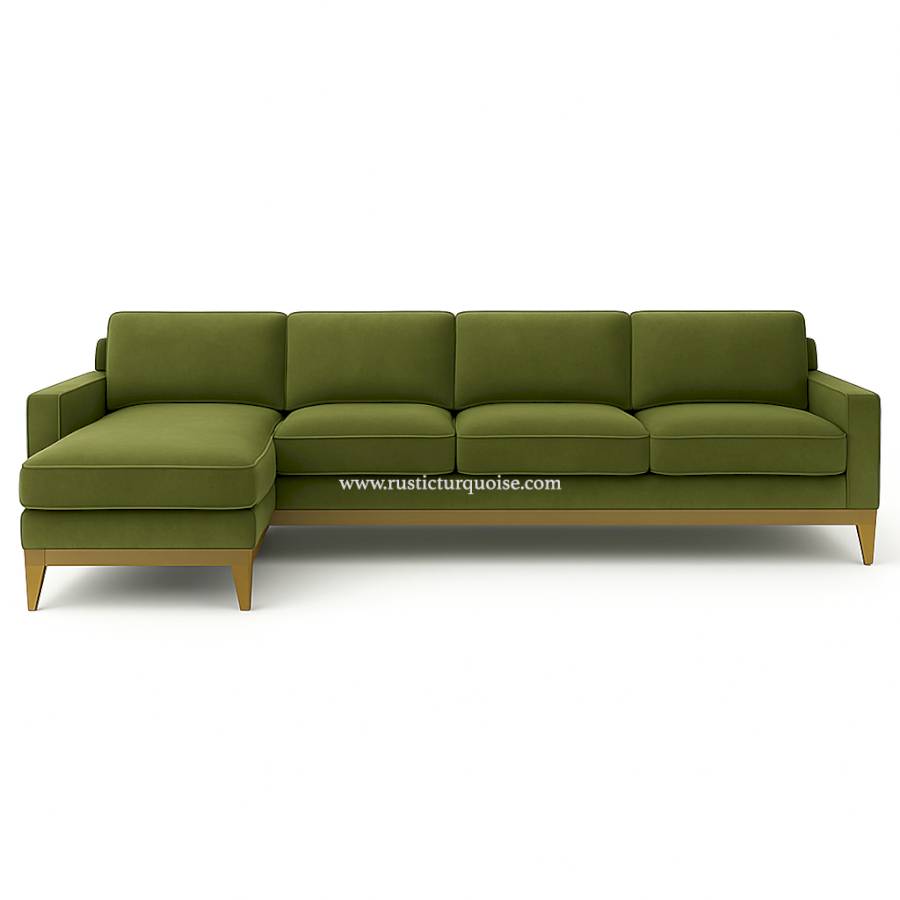 Lewis L-shape Sage Green Velvet  sofa