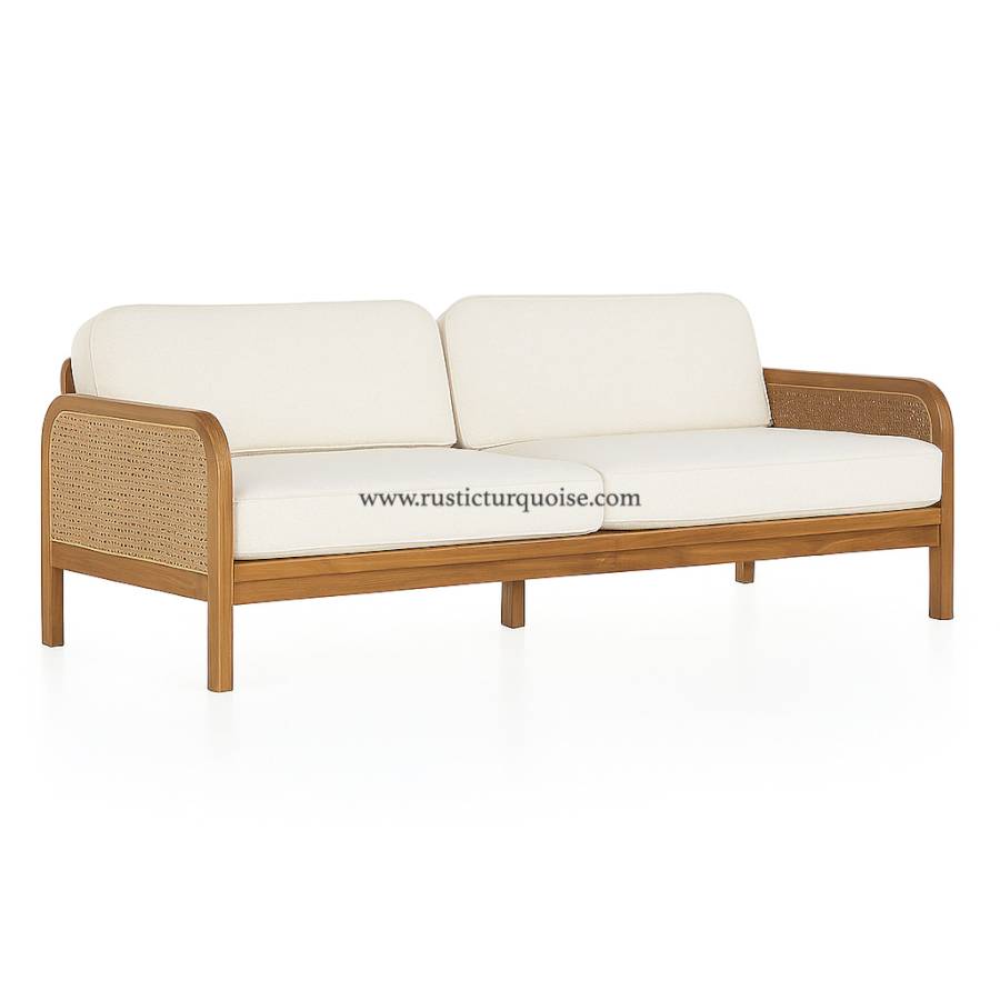 Donatello Rattan Linen  Sofa 