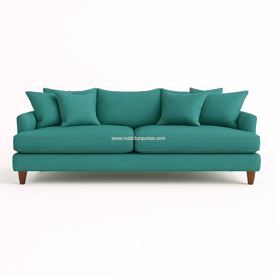 Azriah Linen Teal Comfy Sofa