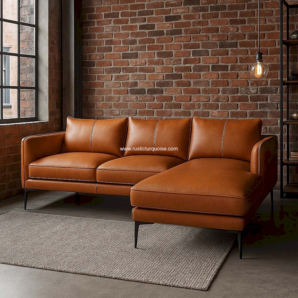 Marin L-shape Tan Leatherette   Sofa