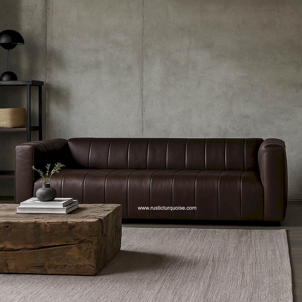 Miller  leatherette  Dark Brown Modern sofa 