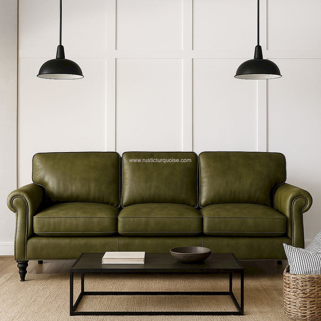 Moneta Leatherette Olive Green  sofa 
