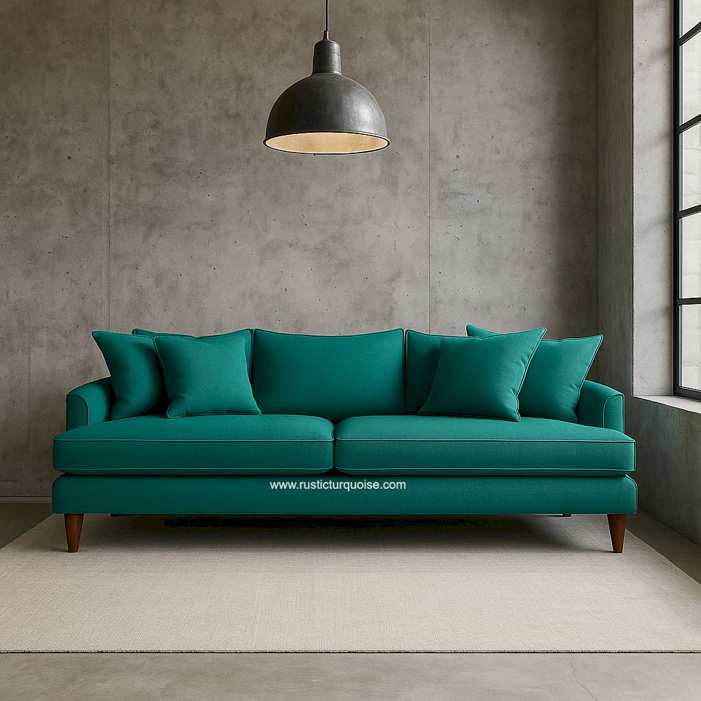 Azriah Linen Teal Comfy Sofa