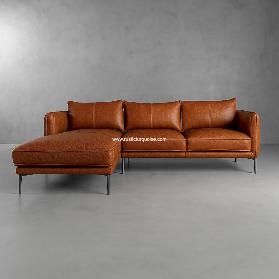 Marin L-shape Tan Leatherette   Sofa