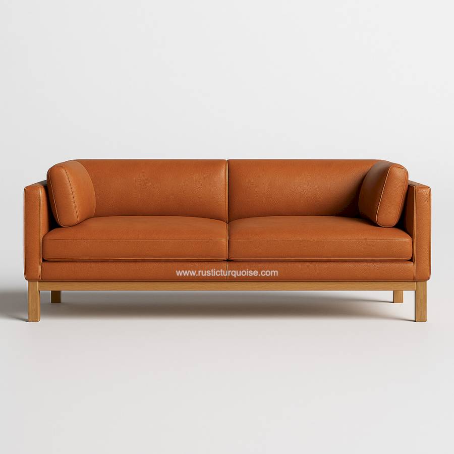 Derrald modern Tan Brown Leatherette sofa