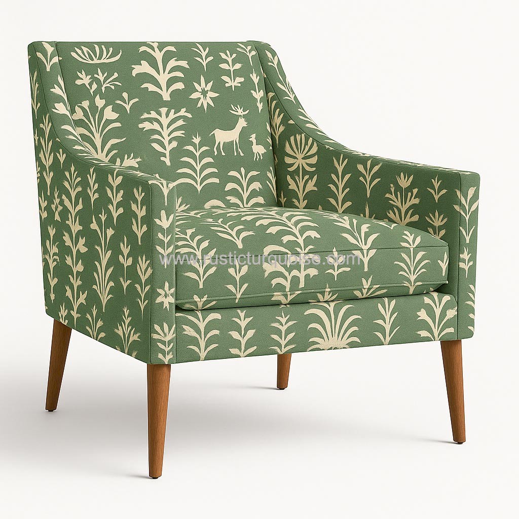 Tribel Art  Green  Printed Accent Chair 