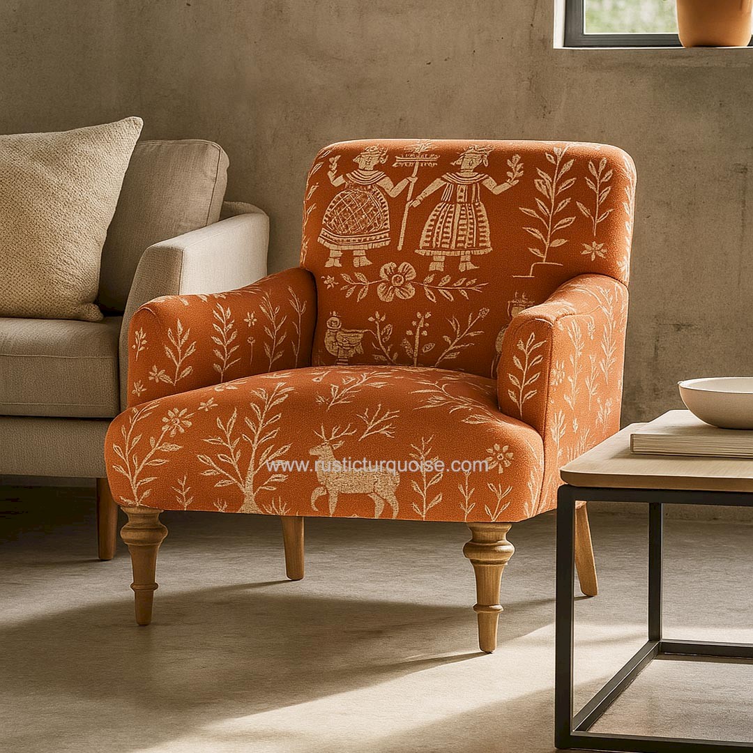 Tribel print  Red  Accent Chair 
