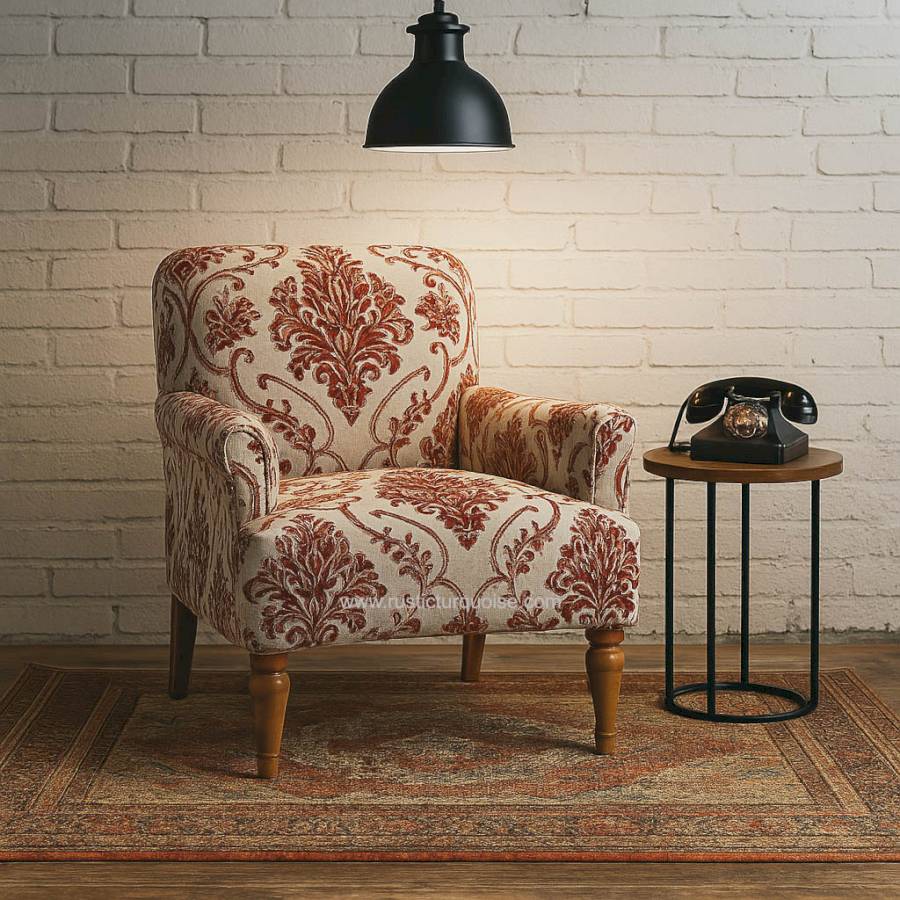 Verto Velvet  Brown Florel printed chair