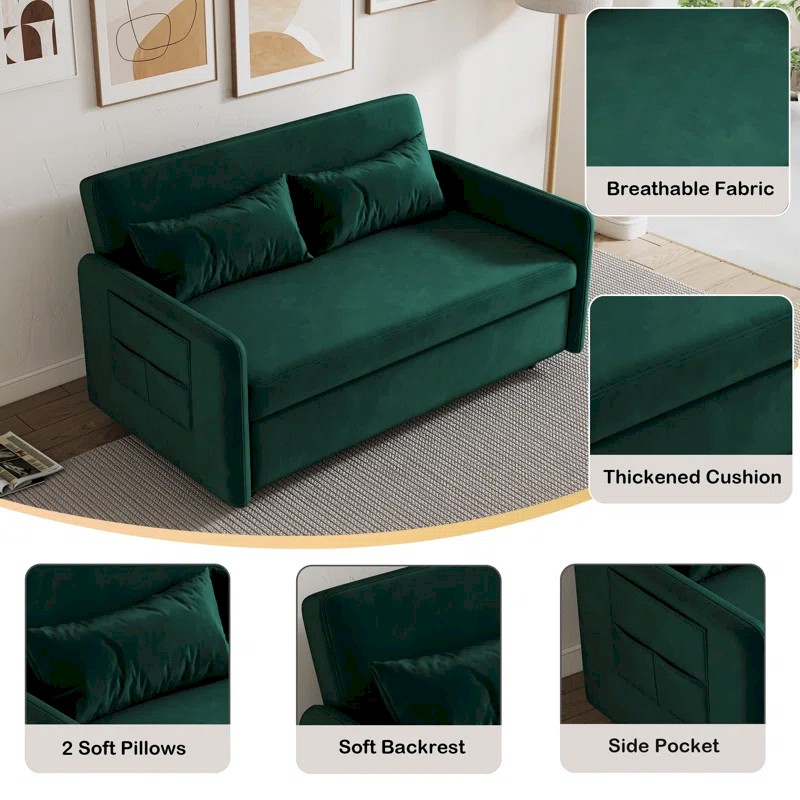 Aravis Velvet Green Sofa Bed