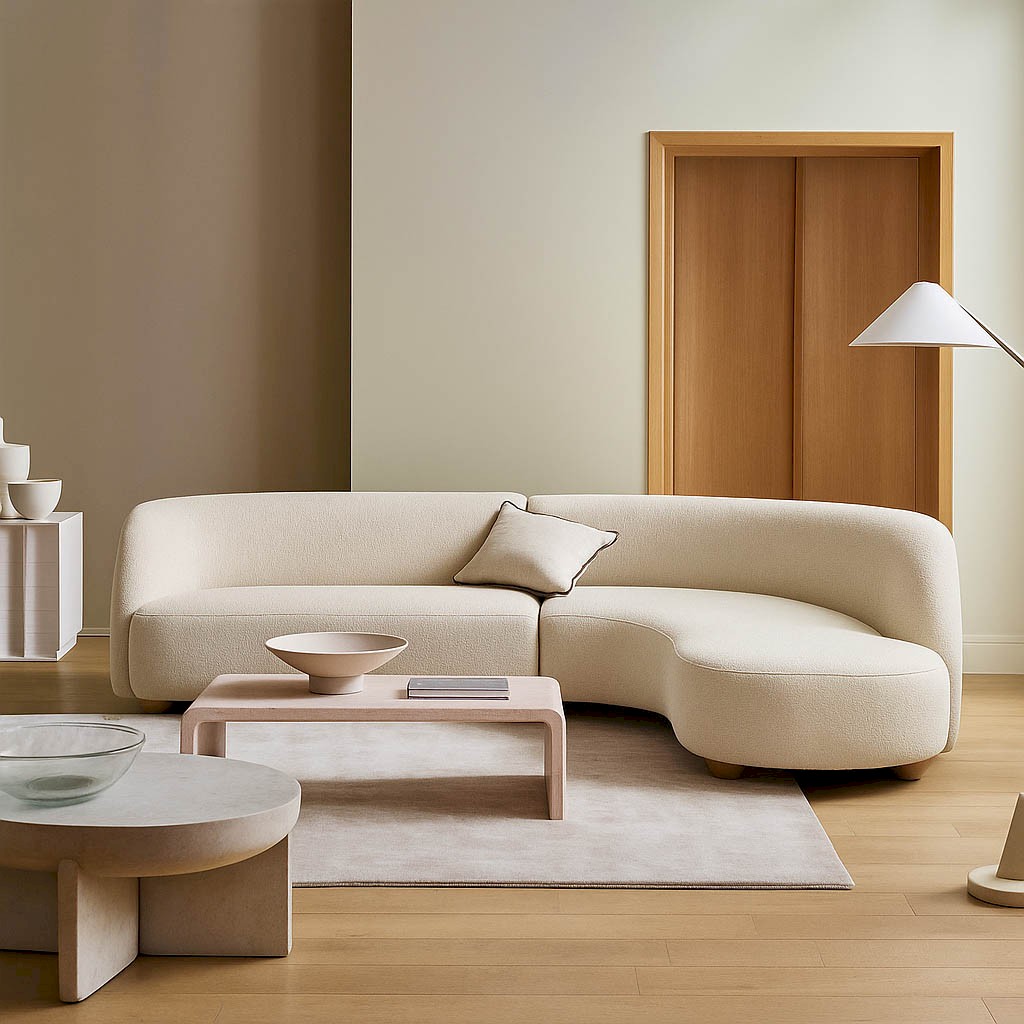 Durban Modern Velvet Beige  L-shape sofa