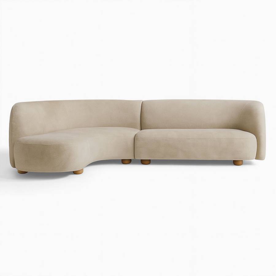 Durban Modern Velvet Beige  L-shape sofa