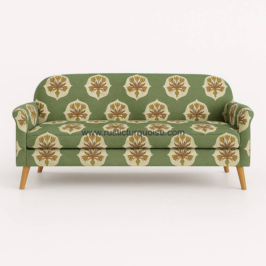Dawson Linen Olive green  printed Sofa 
