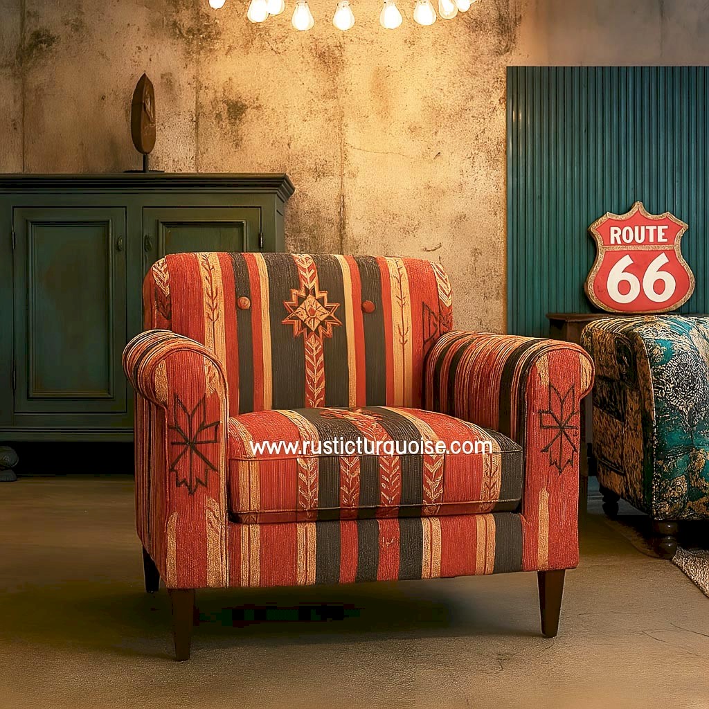 Cairo Rug tribal Red  Printed Accent Chair 
