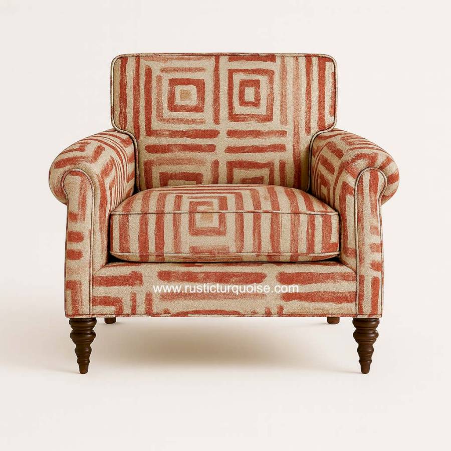 Amber Red Maze Pattern  Sofa 