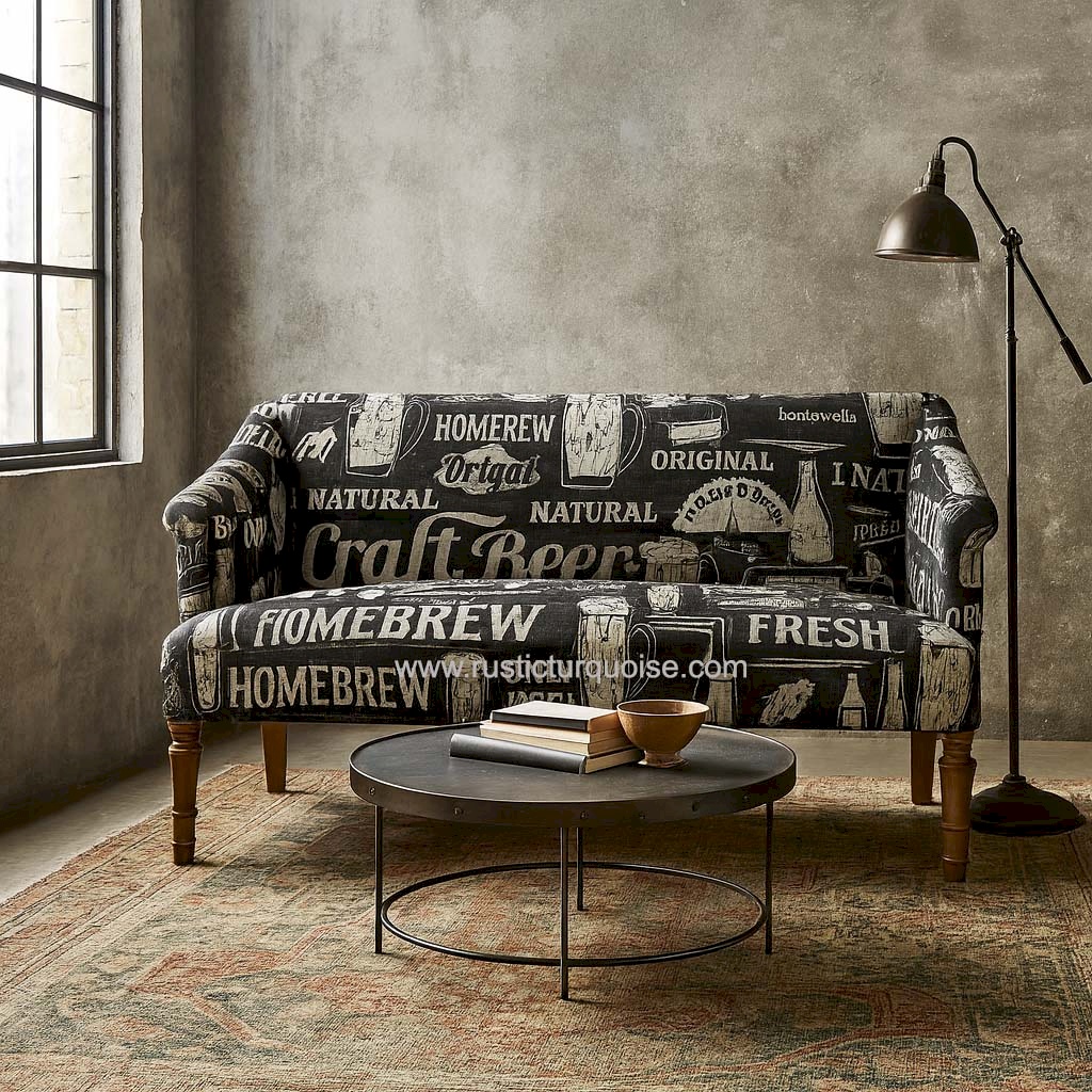 Craft Beer  Black Upholstered  3 seater Sofa