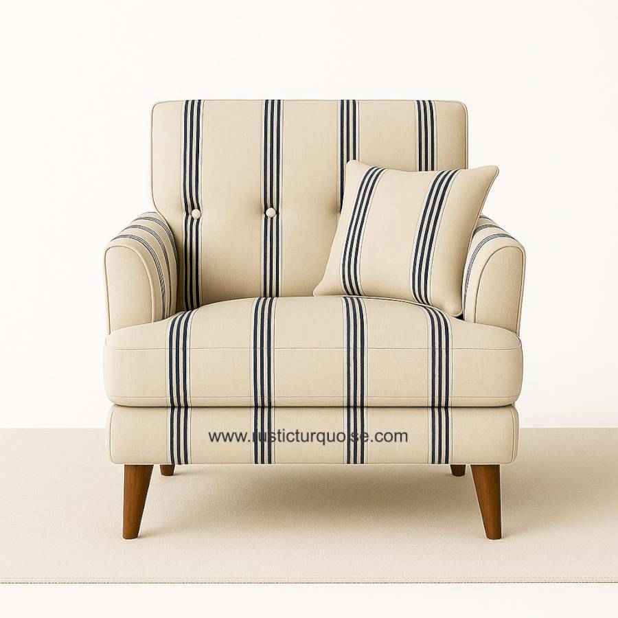 Solna  Linen Printed  Black Stripe  Three seater Sofa 