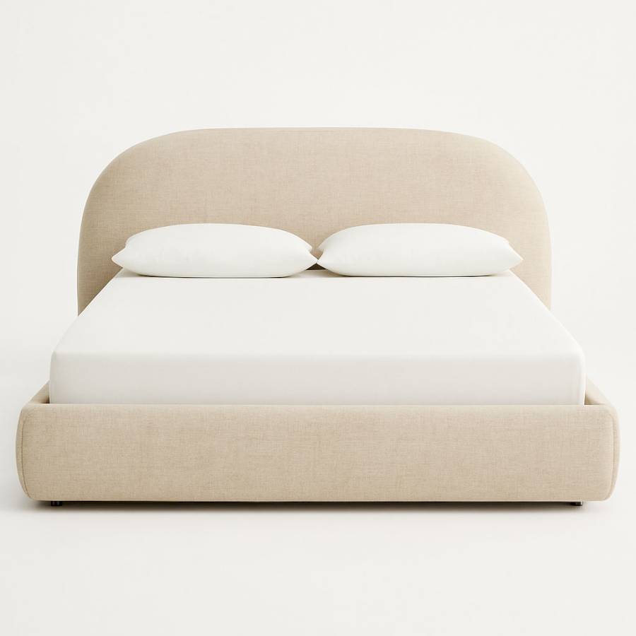 Rowland Modern   Beige  Upholstered Bed