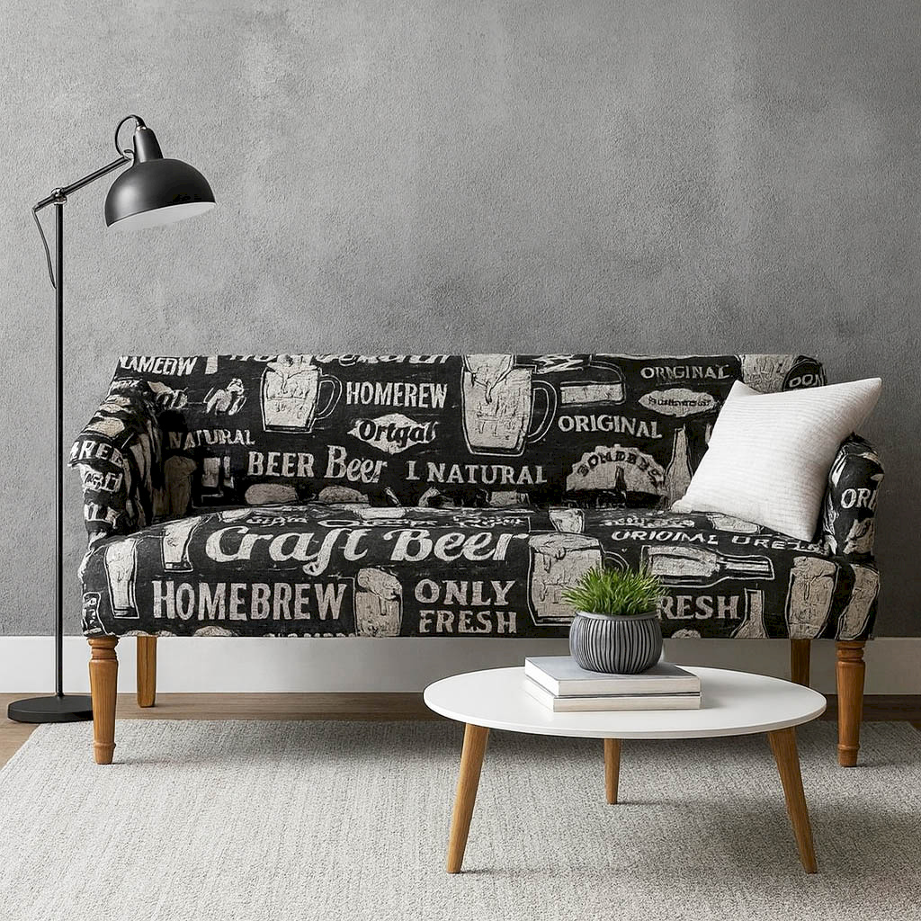 Craft Beer  Black Upholstered  3 seater Sofa