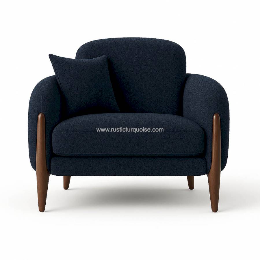 Pebble Navy Blue  Modern Boucle 3 seater  sofa 