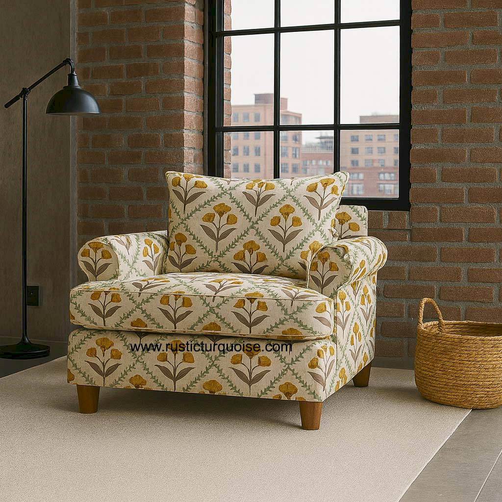 Tulip Bloom Printed   Accent Chair 
