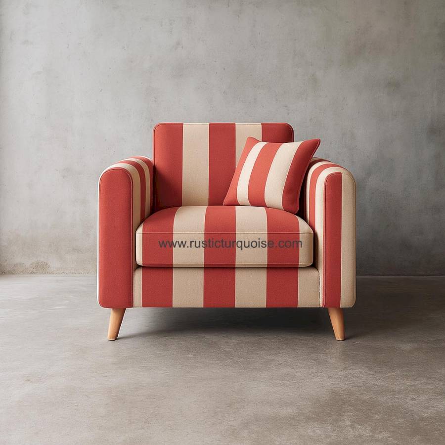 Marbella Stripe Red Accent Chair 