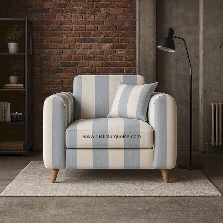 Marbella Stripe Blue  Accent Chair 