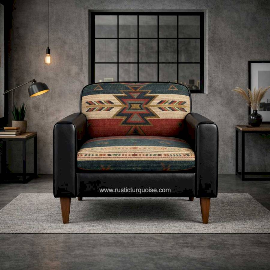 Tribal Rug Duel Tone Printed Accent Chair 