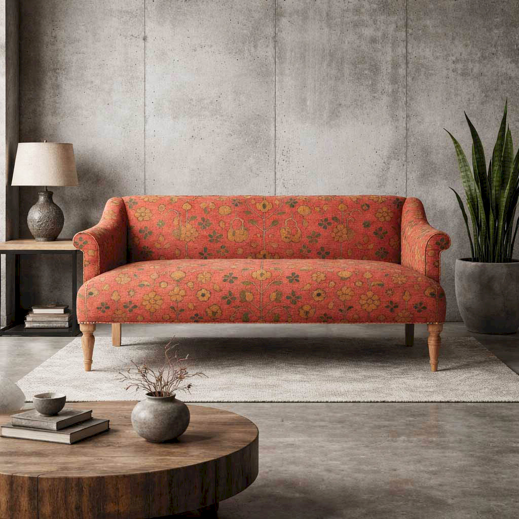 Rugs Red Linen  printed Sofa 