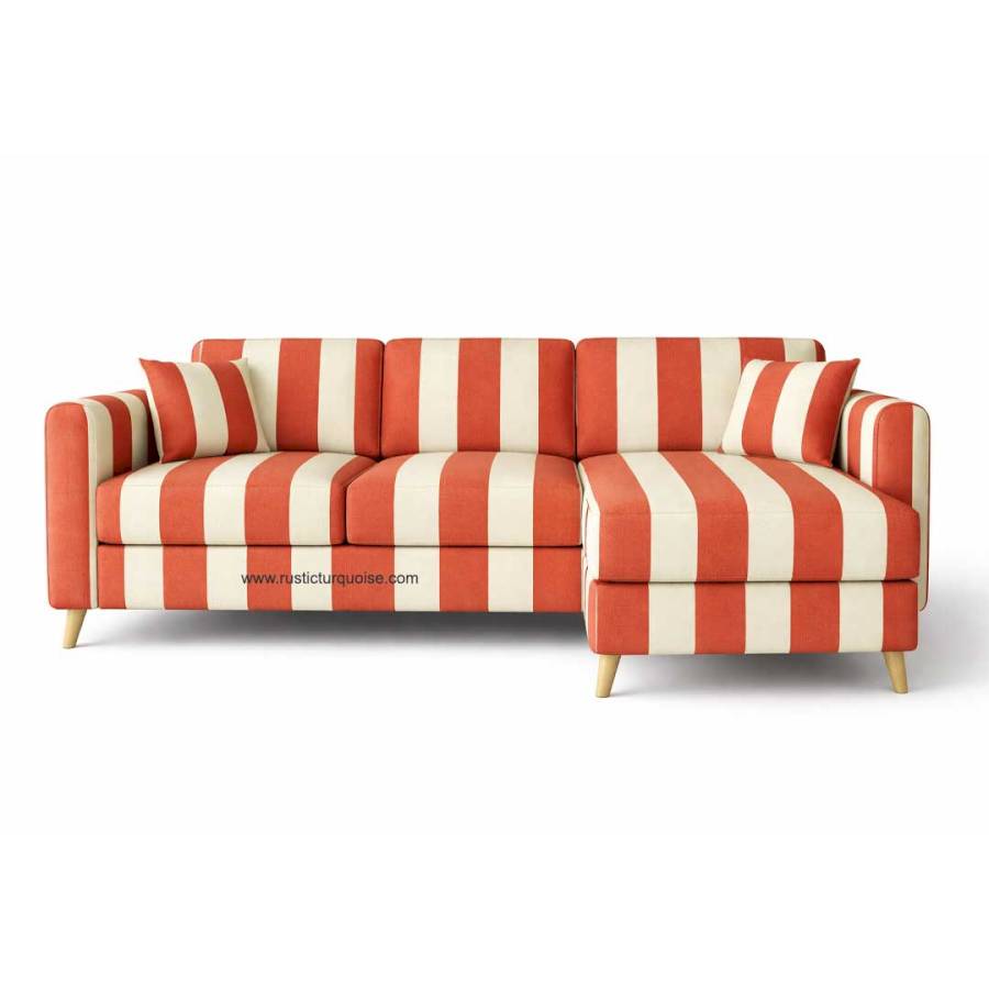 Marbella Red Stripe L-shape  sofa
