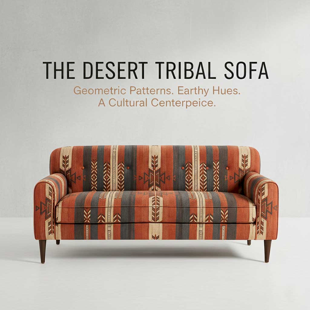 Rugs  Tribel Linen  Red printed Sofa 