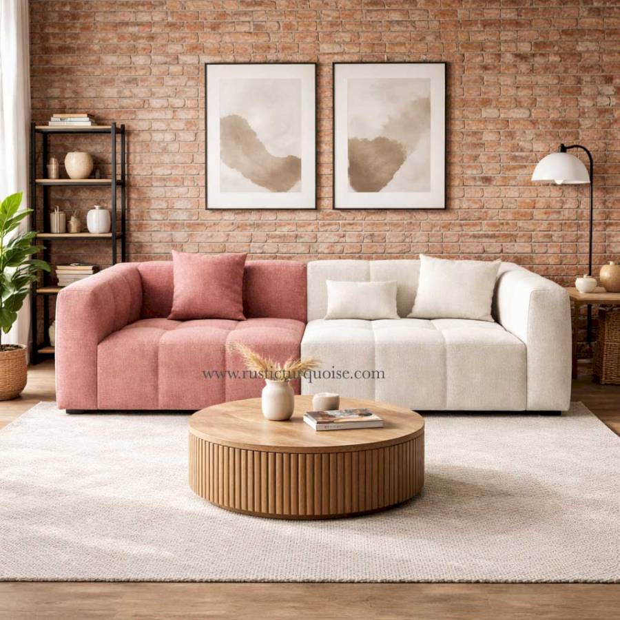 The Modular Block Modern Pink Three Seater Sofa 