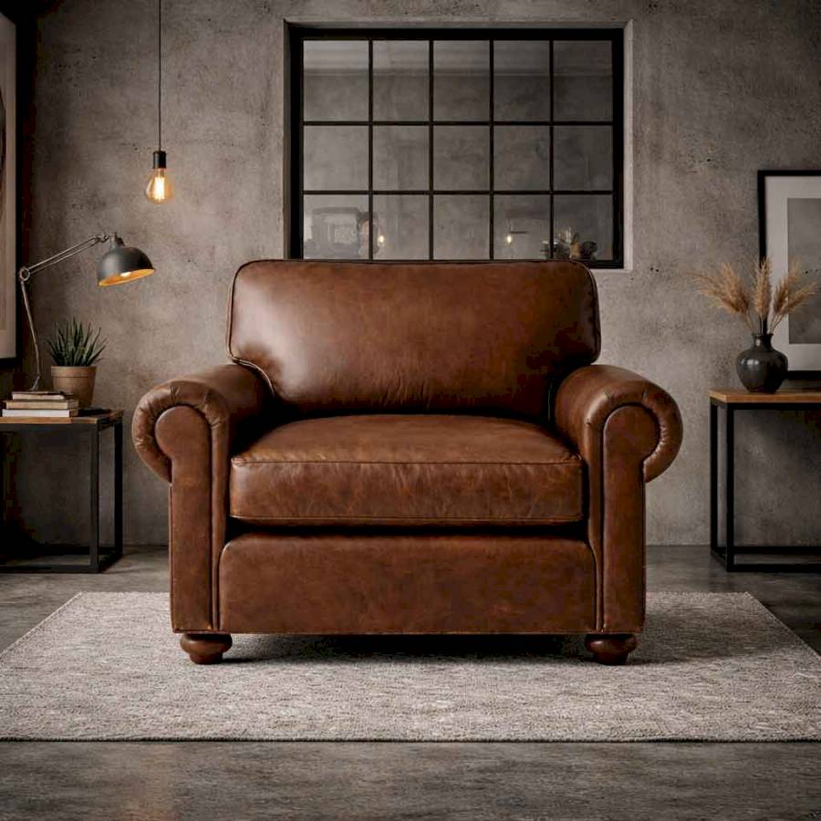 Ashford Classic Genuine Leather Sofa