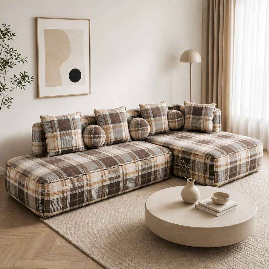 Hudson Plaid Lounge L-shape  sofa