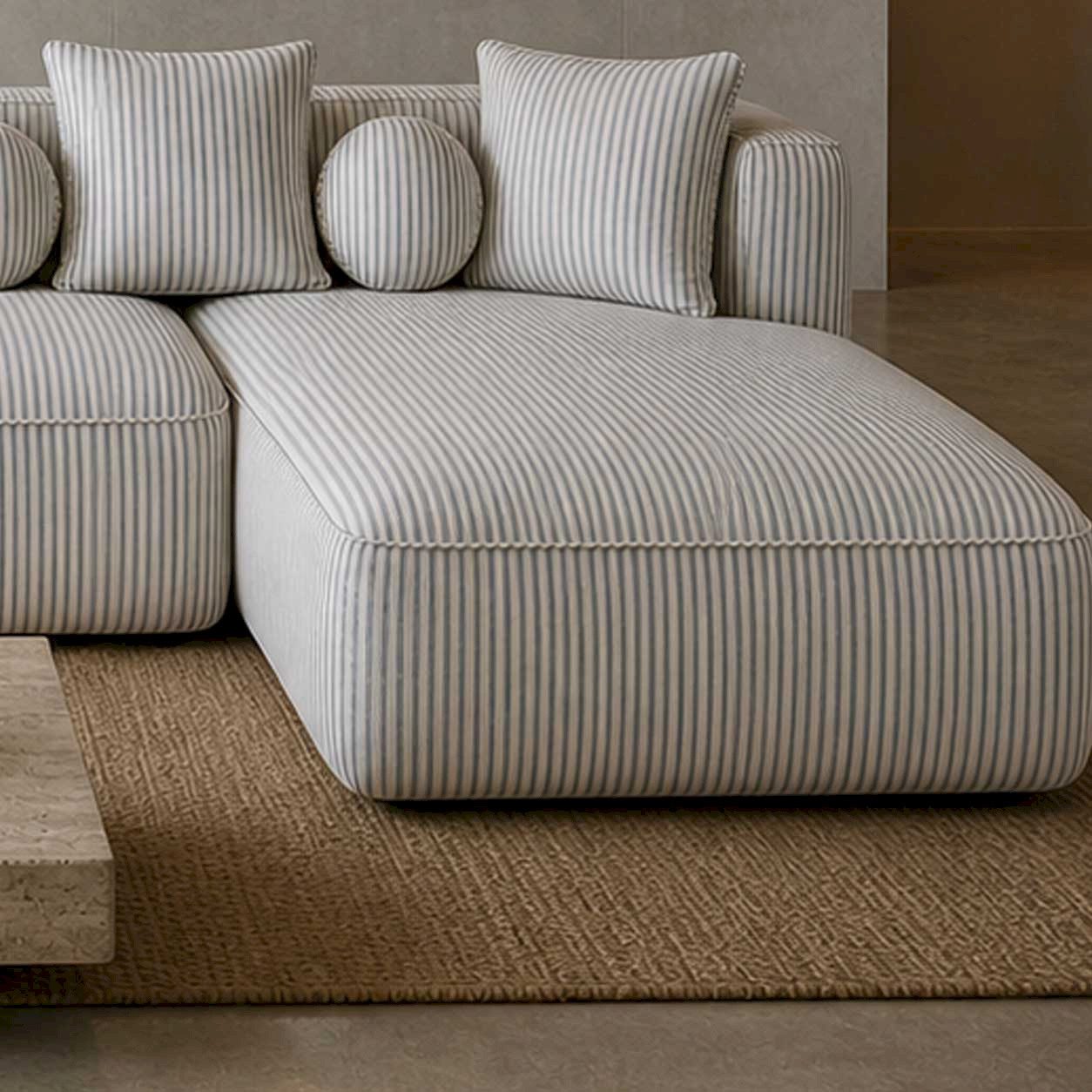 Hudson Thin Blue Stripe  L-shape  sofa